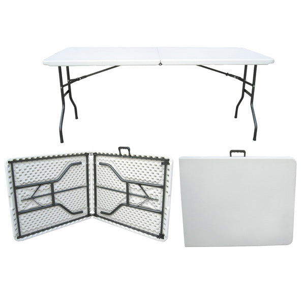 MESA PLEGABLE DE PLÁSTICO TIPO PORTAFOLIO 2.40 M