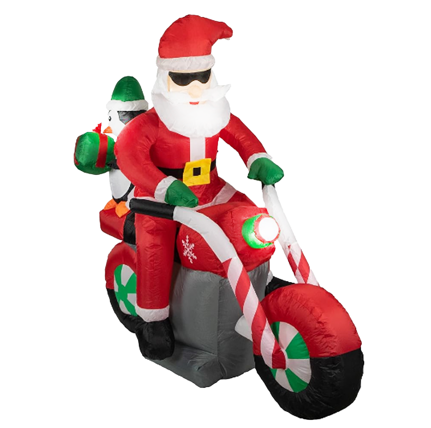 SANTA CLAUS INFLABLE EN MOTOCICLETA CON LUZ LED 1.6 MTS