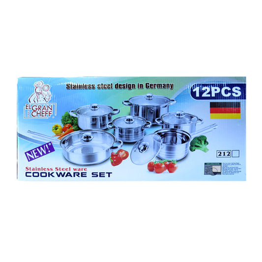 JUEGO DE CACEROLAS  DE ACERO INOXIDABLE 12 PZAS 01