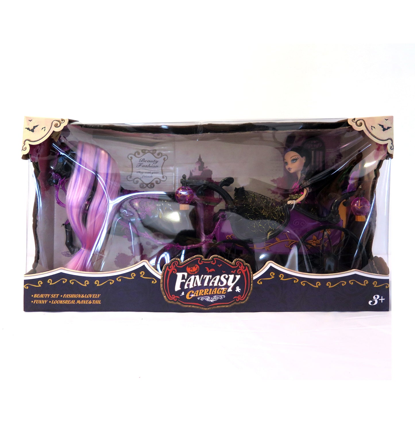 MUÑECA CON CARRUAJE Y CABALLO