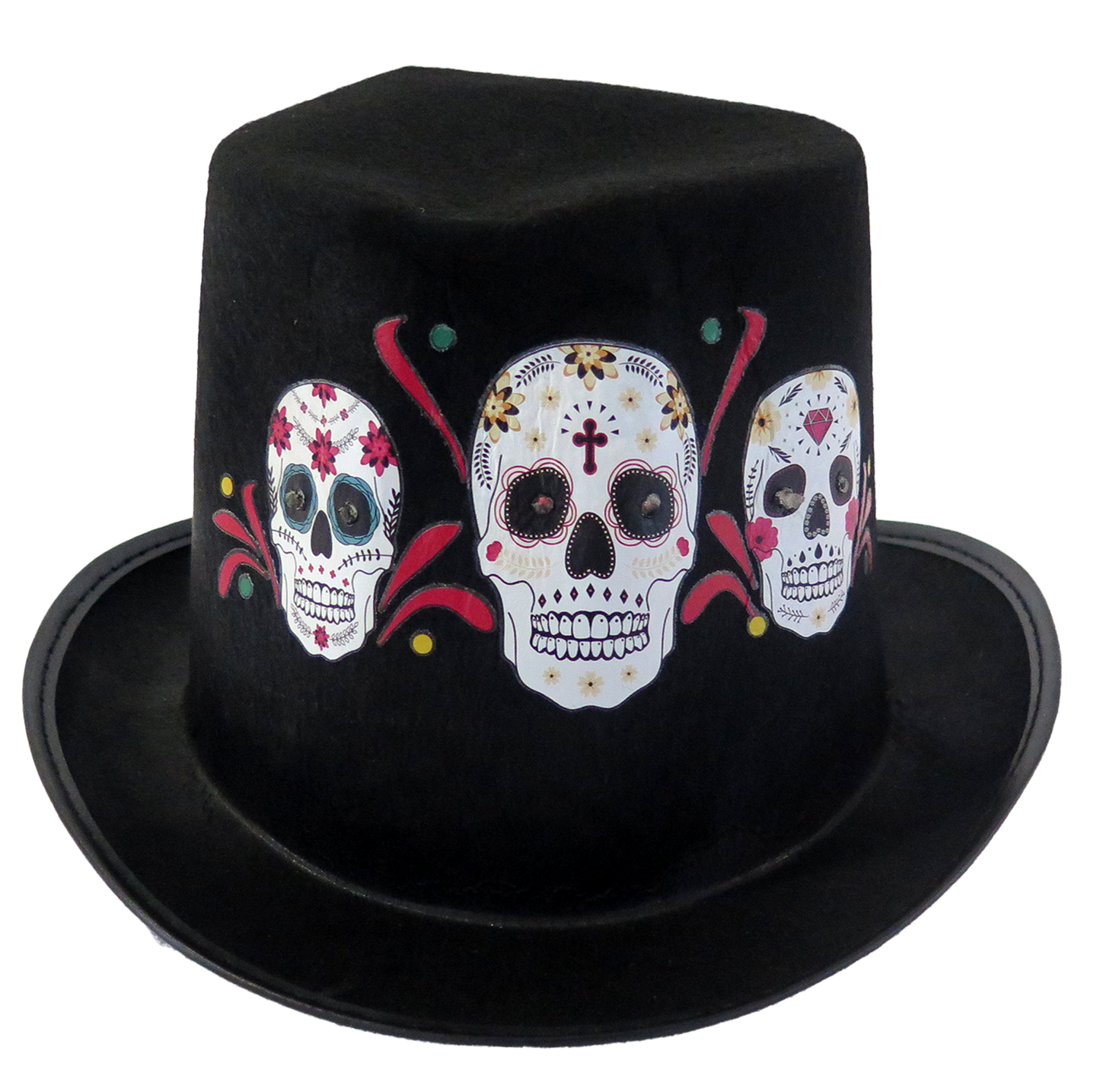 SOMBRERO ESTAMPADO DE CALAVERAS CON LUZ