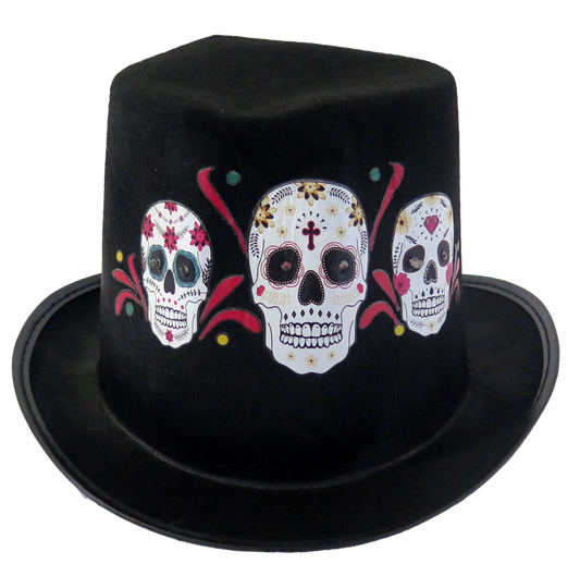 SOMBRERO ESTAMPADO DE CALAVERAS CON LUZ